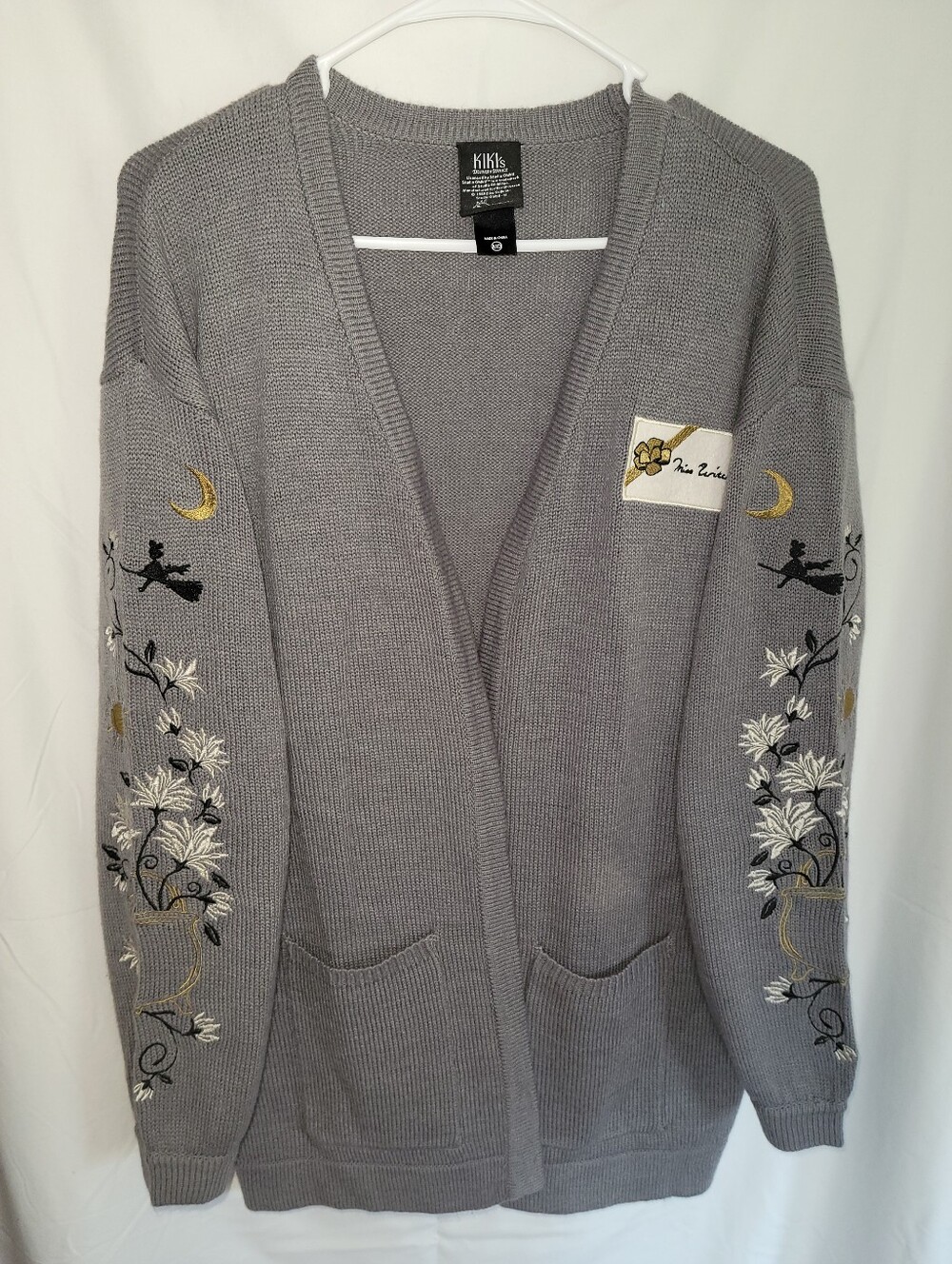 Kiki's Delivery Service Gray Embroidered Open-Front Cardigan